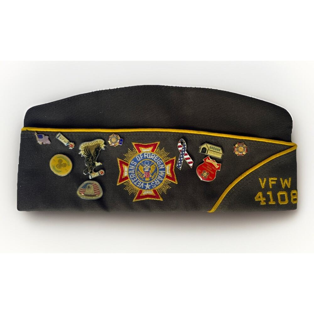 VTG Veterans of Foreign Wars - VFW Hats/Caps WITH 10 Pins - Oregon Chapter!!